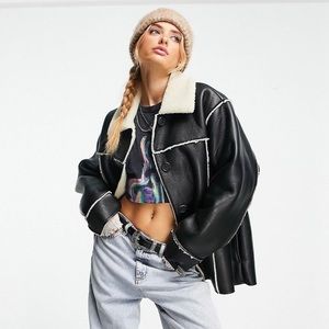 Asos faux leather shearling jacket